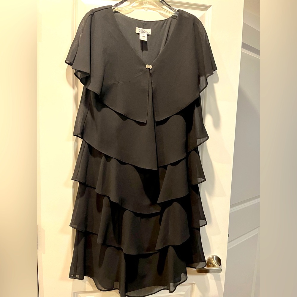 Patra formal black fun layered sleeveless dress size 12.